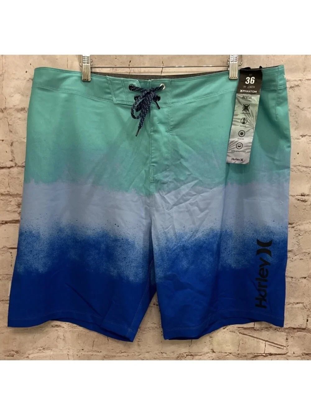 Hurley Mens Size 36 Phantom Zeros Reveal Swim Board Shorts Blue Aqua 20